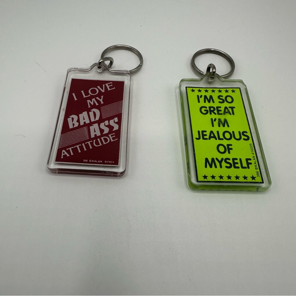 Lot of 2 Vintage Kalan snarky keychains